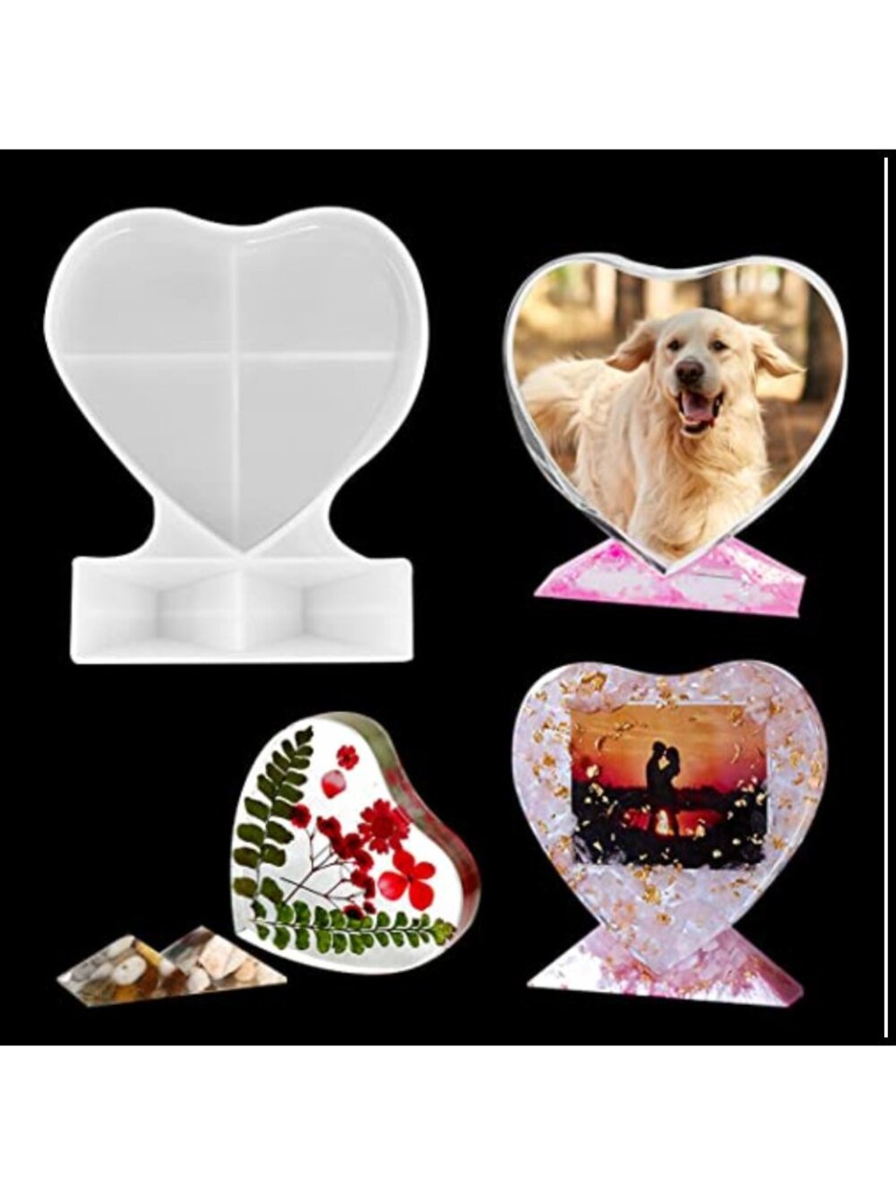 Heart Shape Silicone Resin Mold Photo Frame DIY Crafts Home Decor